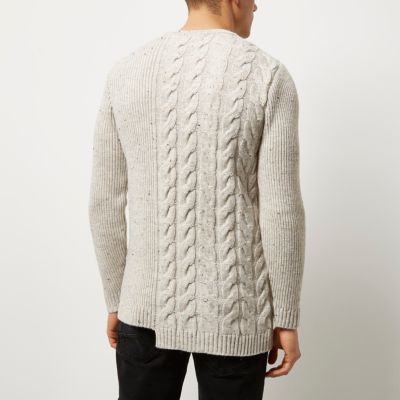 Cream spliced cable knit jumper